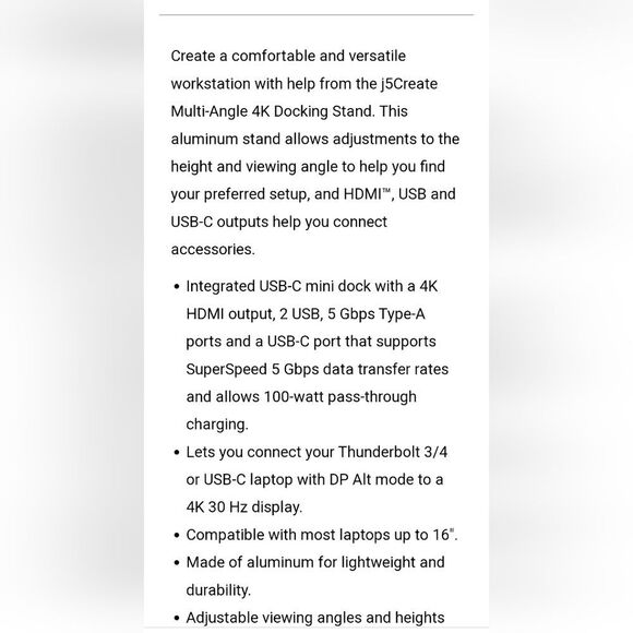 J5 Create Multi-Angle 4K Docking Stand - Picture 6 of 9